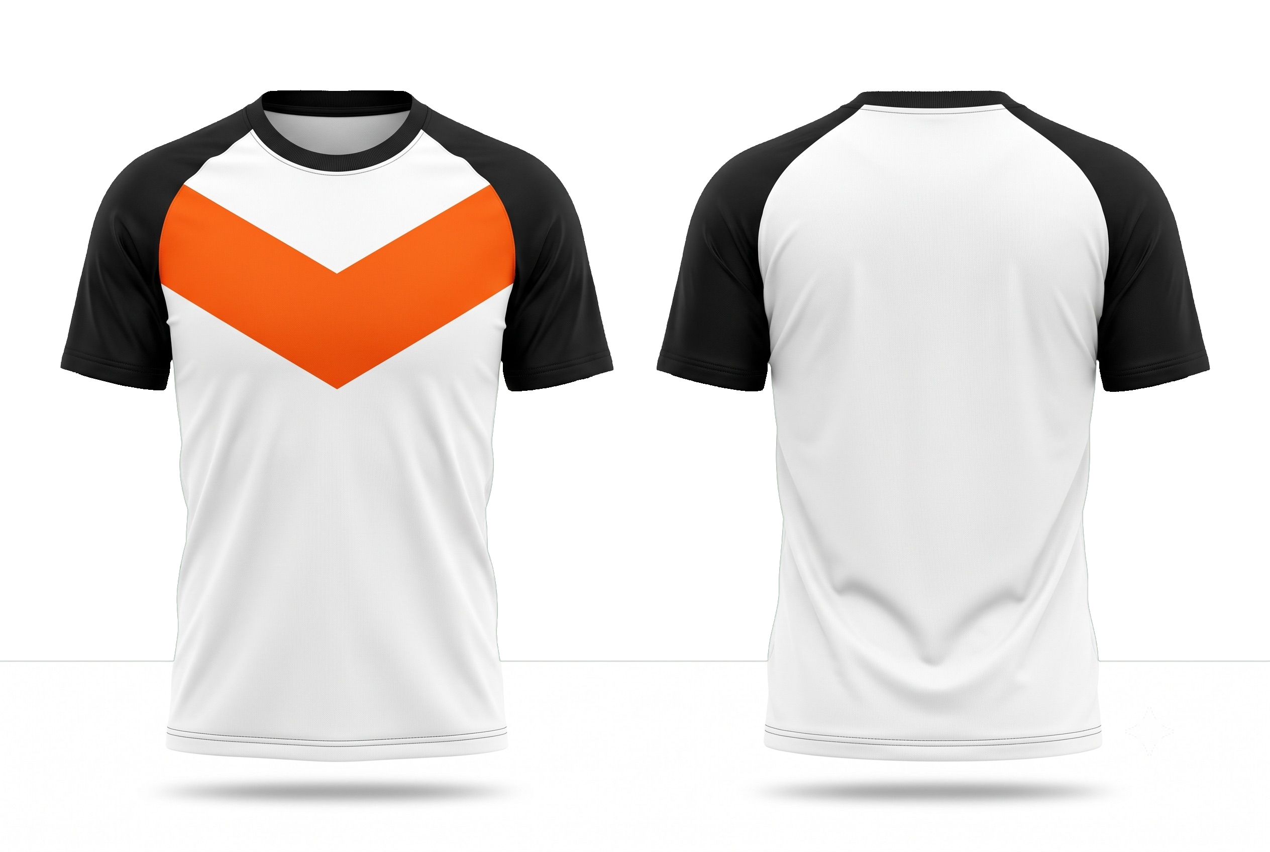Ghost mannequin photograph of the Chevron custom jersey design, front and back views side by side