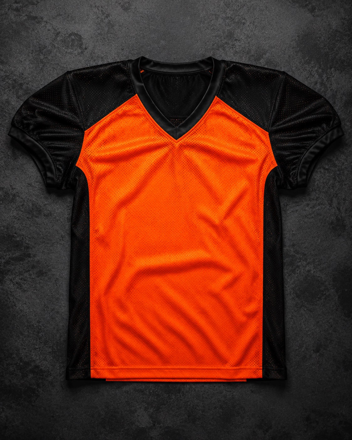 American football practice jersey in contrasting mesh, flat lay