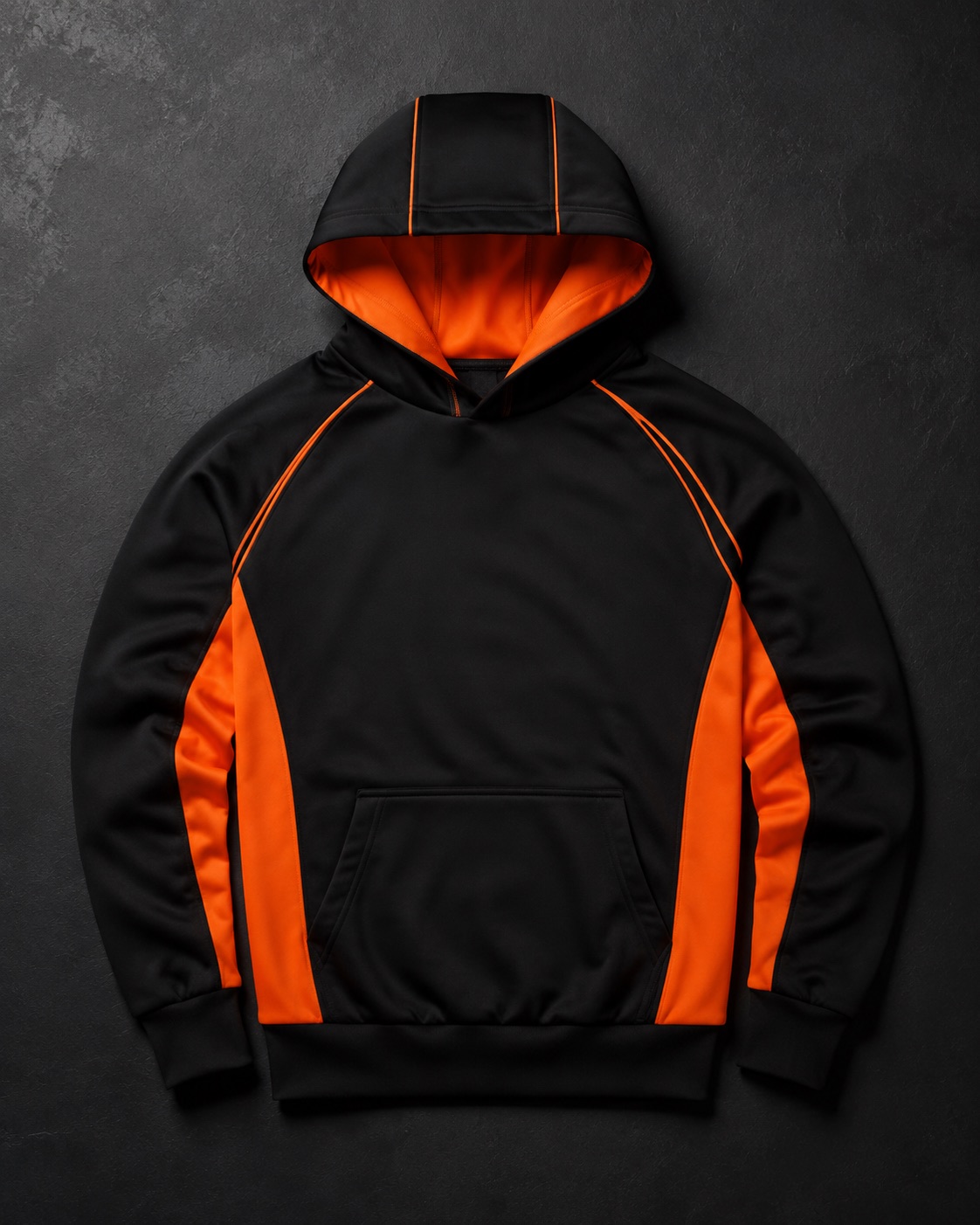 Netball team hoodie with embroidered detail, flat lay