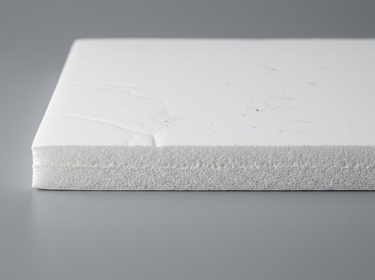 Extreme macro of the cut edge of white closed-cell EVA foam padding
