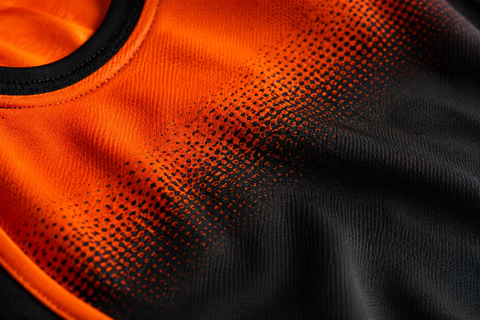 Macro showing halftone dots used to fake a gradient in screen printing