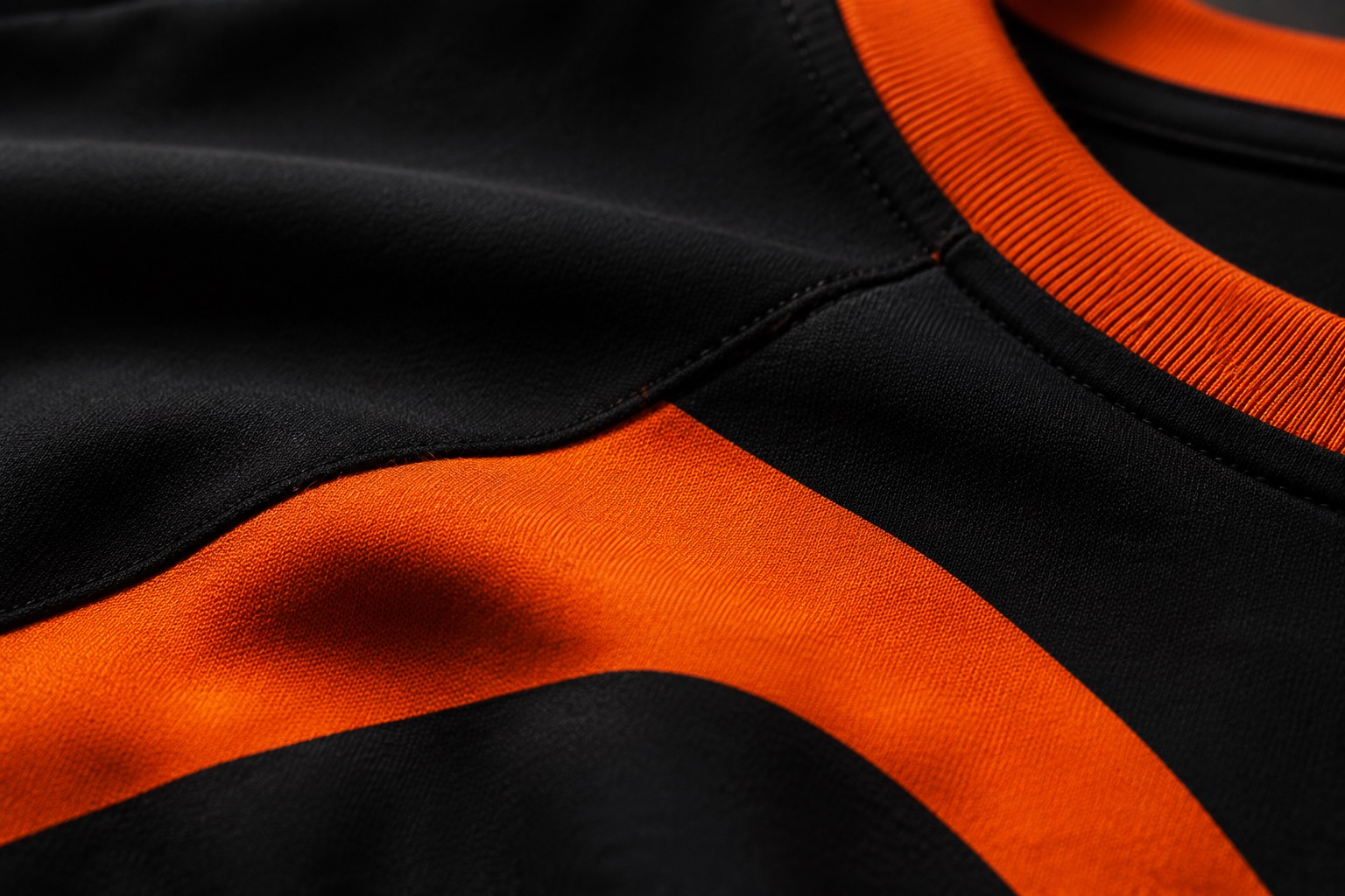 Close detail of a crisp two-colour screen print on a cotton garment