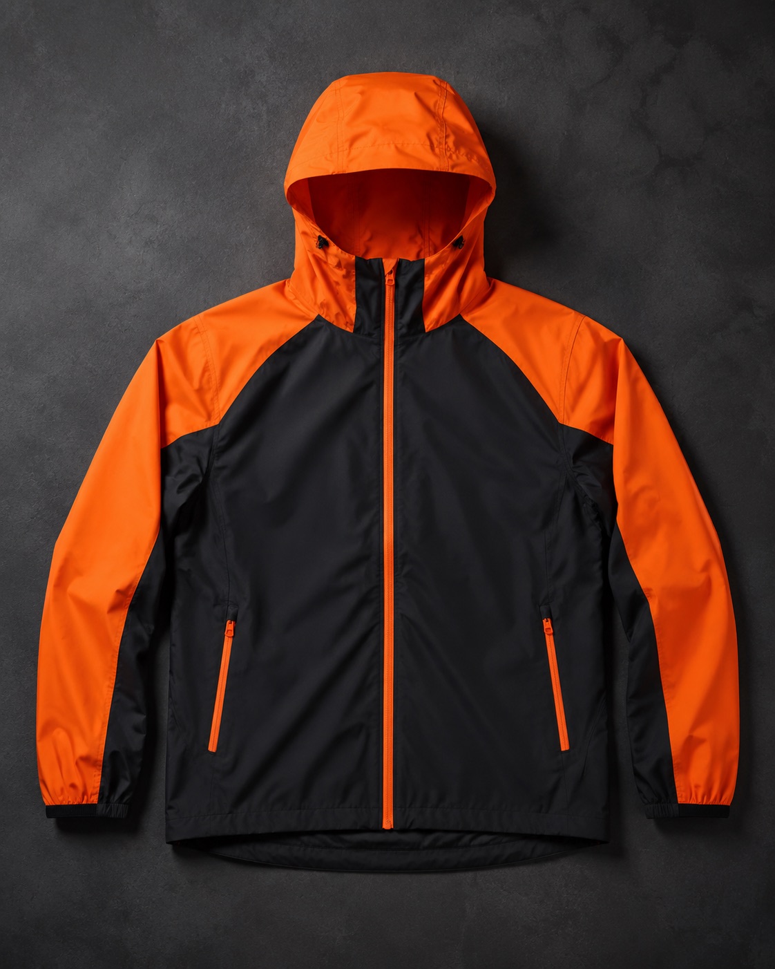 Field hockey rain shell jacket with a contrast zip, flat lay