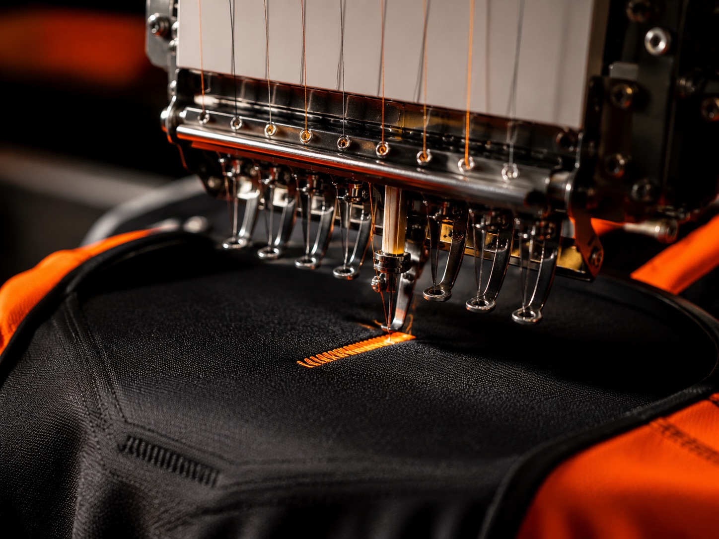 Embroidery in progress at the Addahar factory
