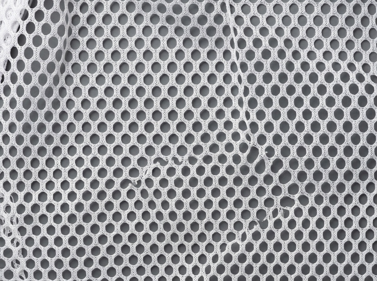Extreme macro of fine white open mesh lining net