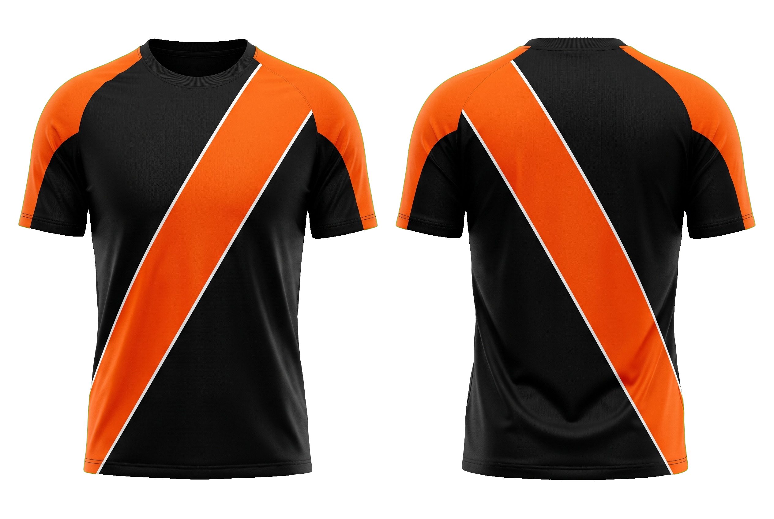 Ghost mannequin photograph of the Sash custom jersey design, front and back views side by side