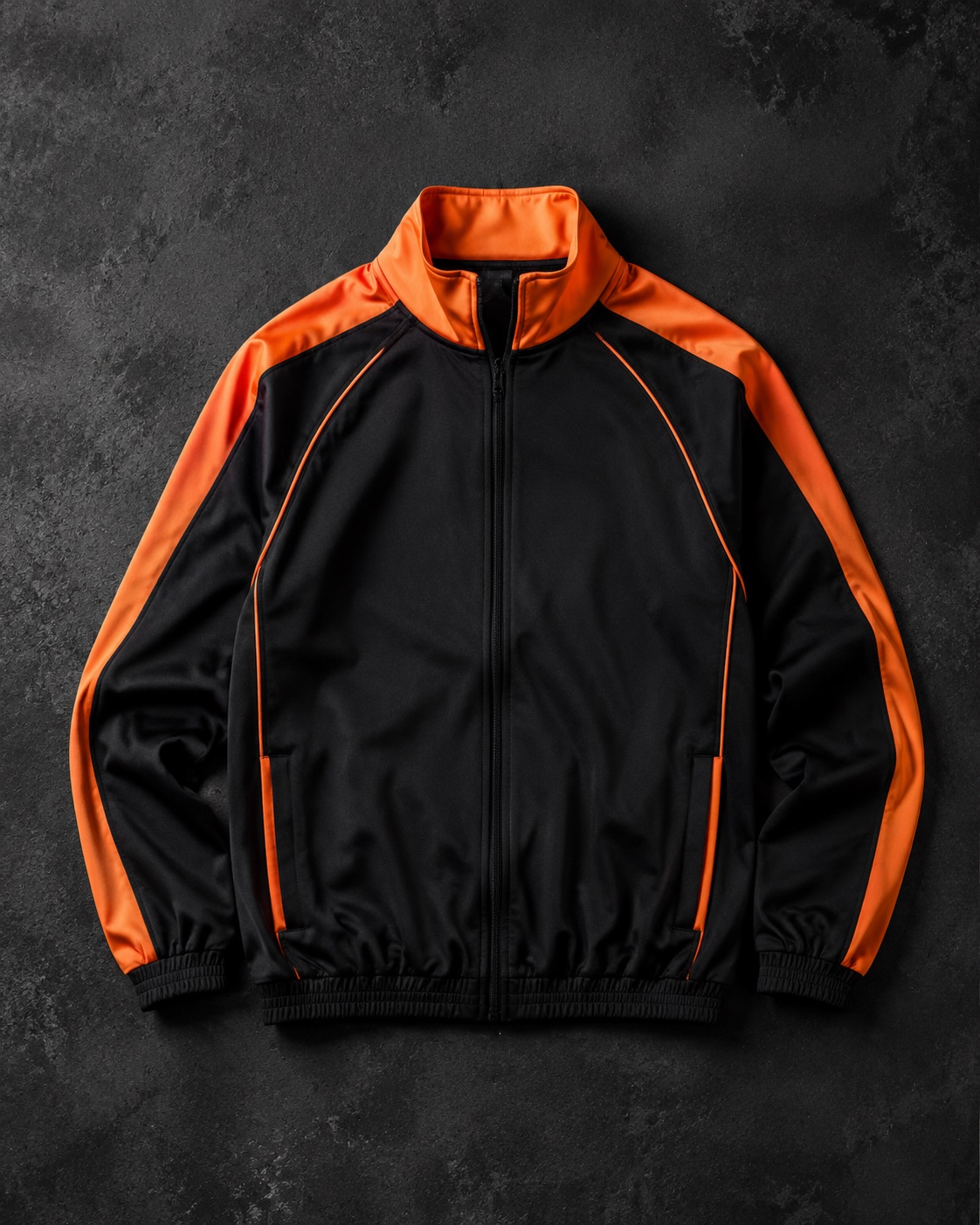 Athletics warm-up jacket with contrast piping, flat lay