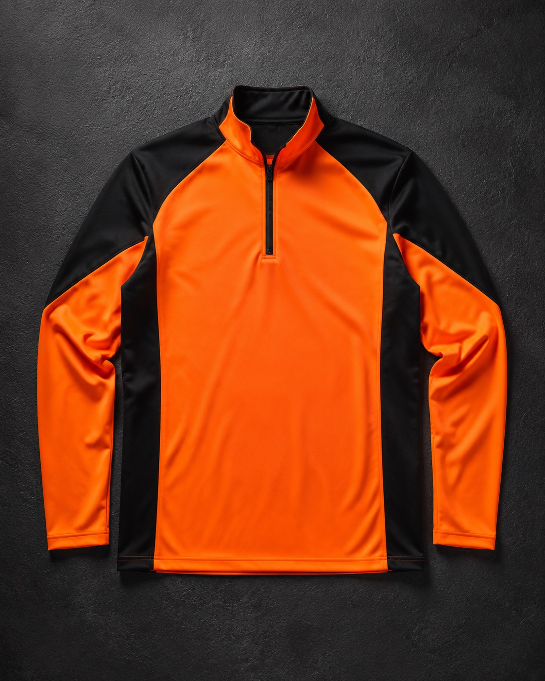 Quarter-zip field hockey drill top with contrast shoulder panels, flat lay