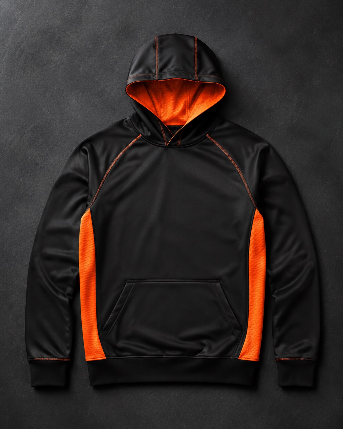 Basketball team hoodie with embroidered detail, flat lay